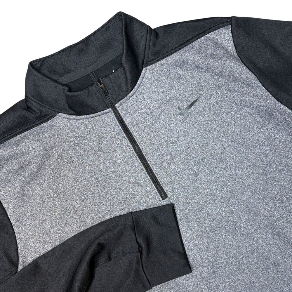 Nike Dri-FIT Quarter Zip Pullover Mens XXL Gray Black Long Sleeve Standard Fit